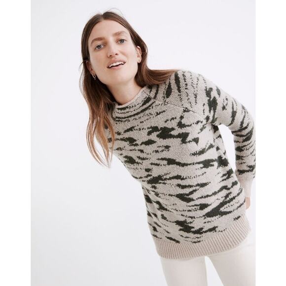 Madewell Thornton Animal Mock Neck Sweater Small - Picture 1 of 11